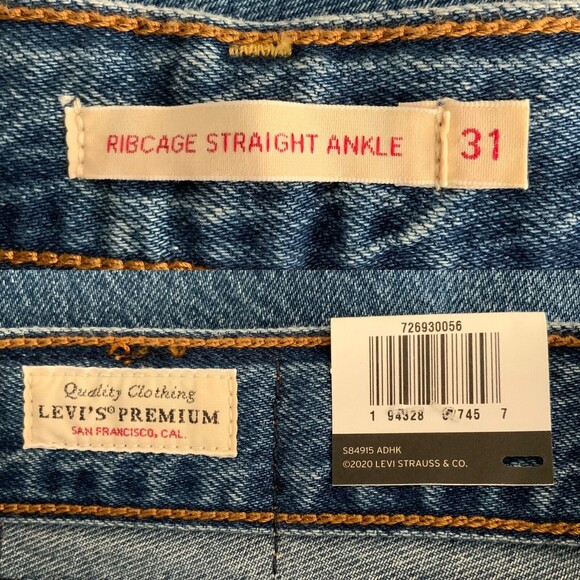 Levi’s Premium Jeans Blue Ribcage Straight Leg Ankle 31 - Picture 3 of 12